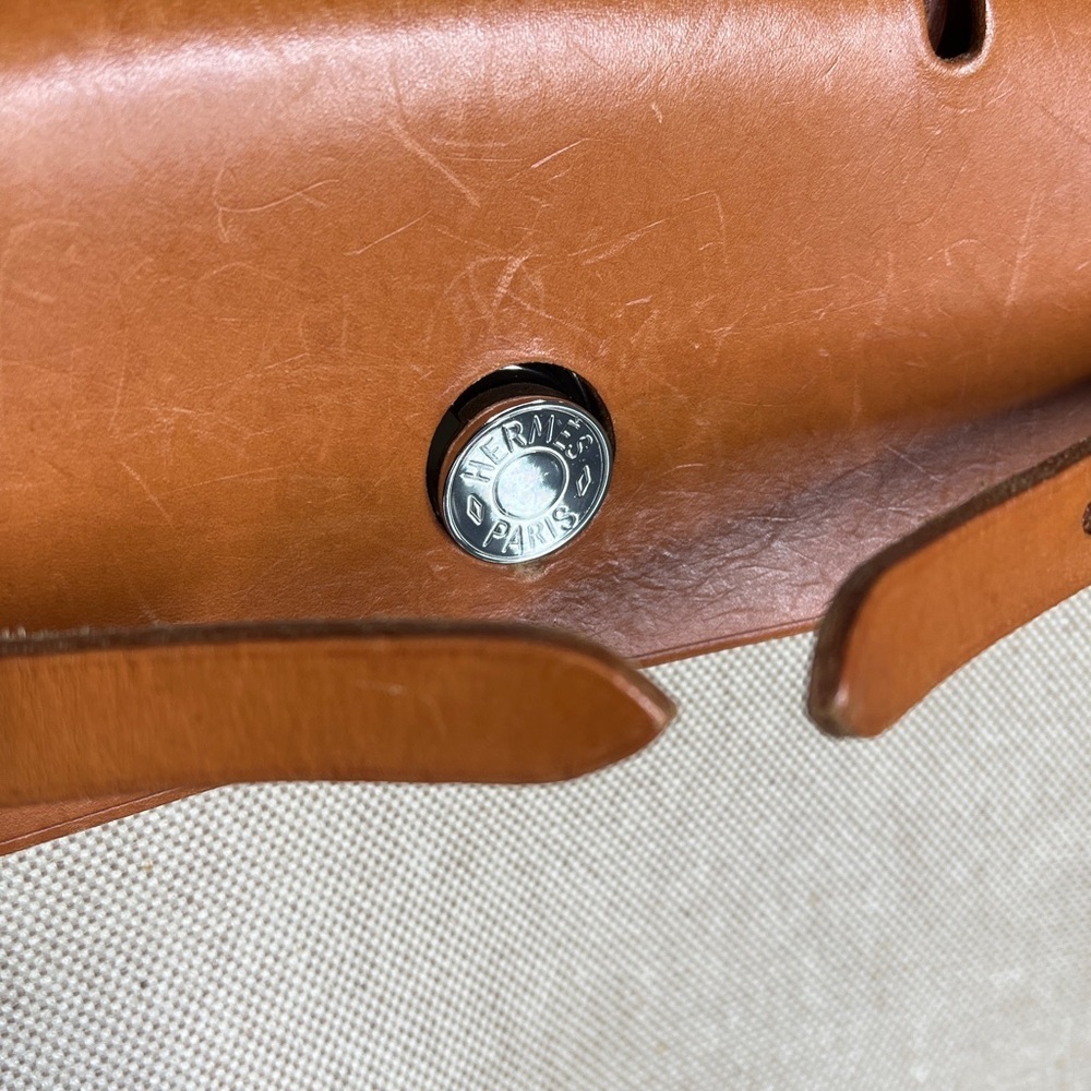Hermès 39 Herbag Beige Toile Canvas Vache Hunter Leather Box, Dusters, Ribbons - Picture 5 of 16